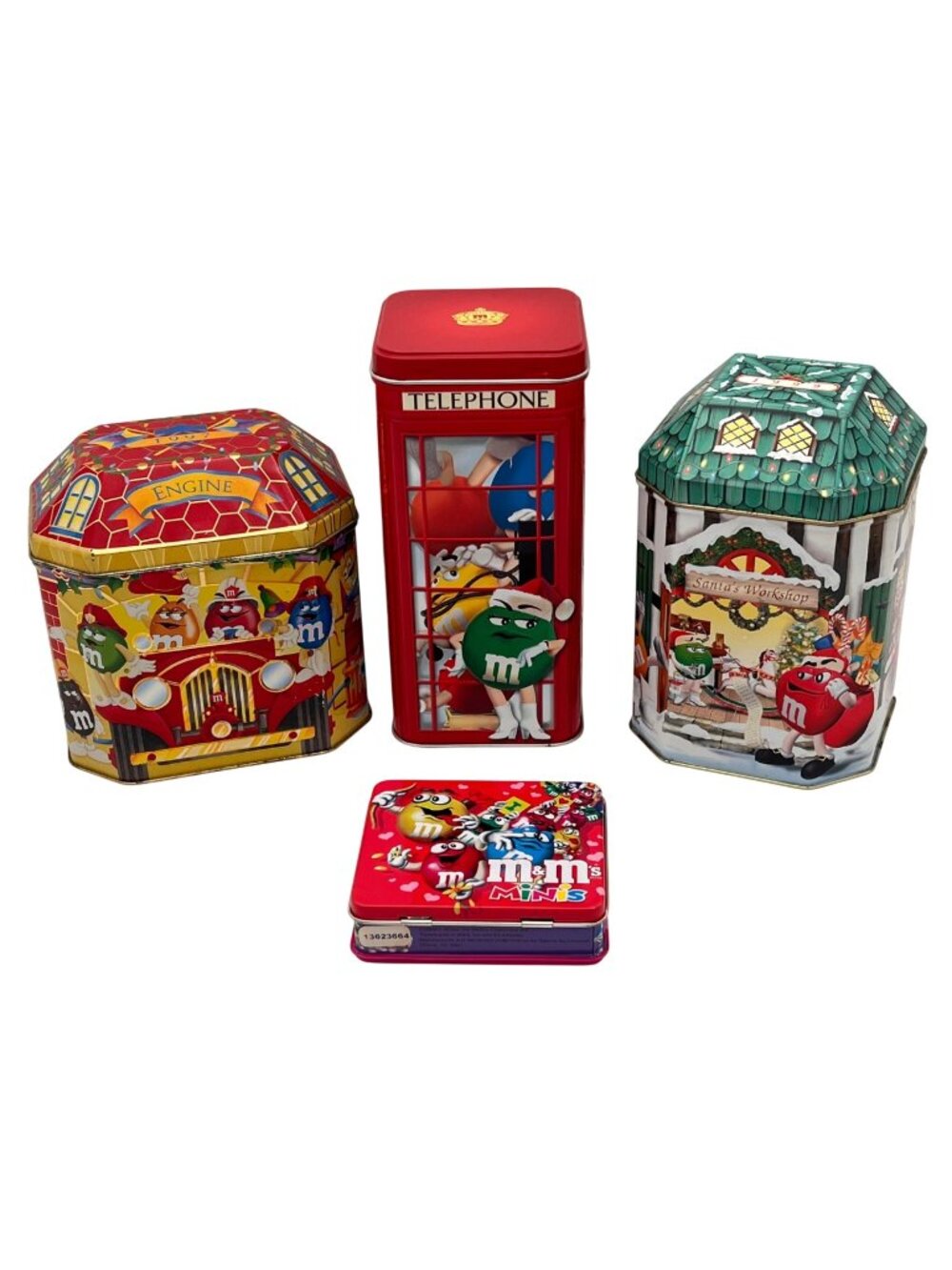 M&Ms Holiday Collectible Tins Christmas & Valentines Designs Santas Workshop Etc